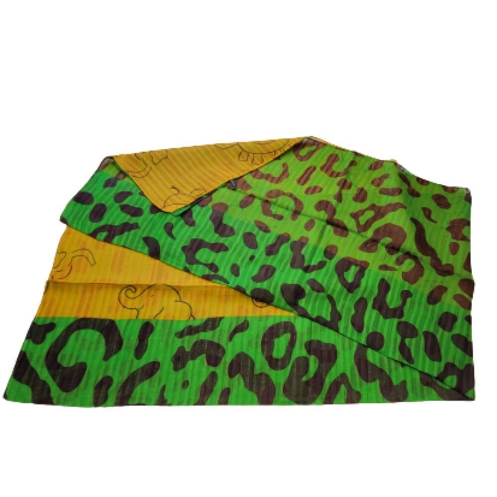 Elephant Motif Scarf in Yellow and Green- NEW